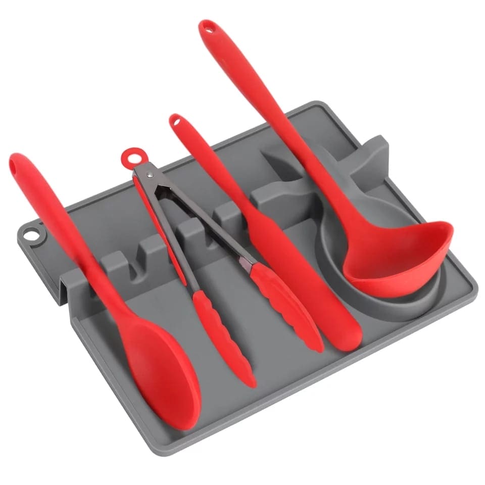Silicone Spoon Holder, Larger Size Utensil Rest With Drip Pad For Multiple Utensils, Stove Top Ladles Tongs Tool, Food-Grade Heat-Resistant Cooking Utensil Rest, Anti-Slip Spoon Holder For Kitchen Counter Silicone Spoon Holder, Larger Size Utensil Rest With Drip Pad For Multiple Utensils, Stove Top Ladles Tongs Tool, Food-Grade Heat-Resistant Cooking Utensil Rest, Anti-Slip Spoon Holder For Kitchen Counter